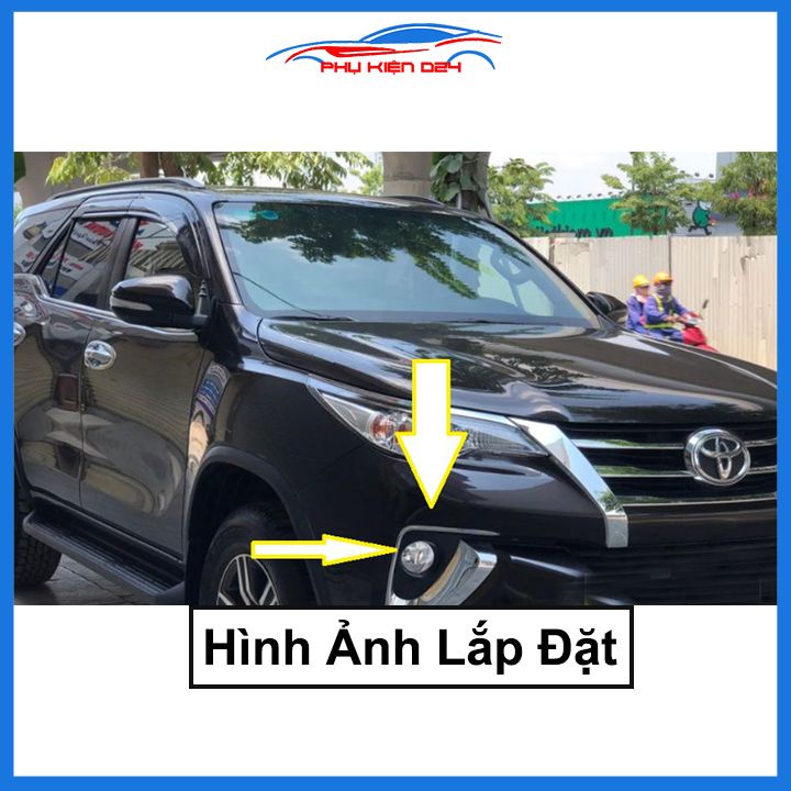 Ốp viền đèn gầm trước Fortuner 2017-2018-2019-2020 mạ Crom chống trầy trang trí làm đẹp xe