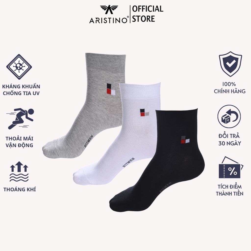Tất nam cao cổ kháng khuẩn khử mùi vượt trội ARISTINO - BIZMEN 100% cotton tự nhiên, co giãn 360 độ - CO01