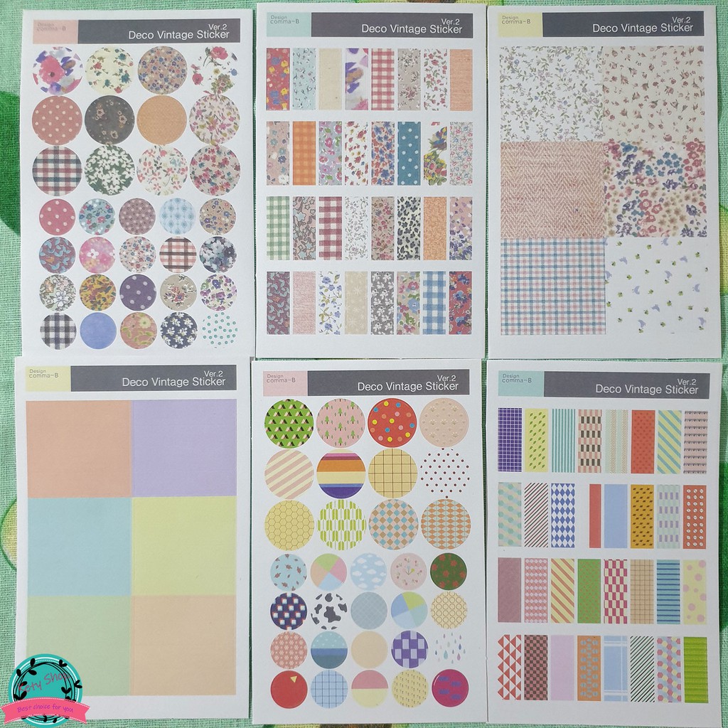 [ ẢNH THẬT] Set 6 tấm sticker họa tiết Vintage dùng trang trí sổ tay, bullet journal