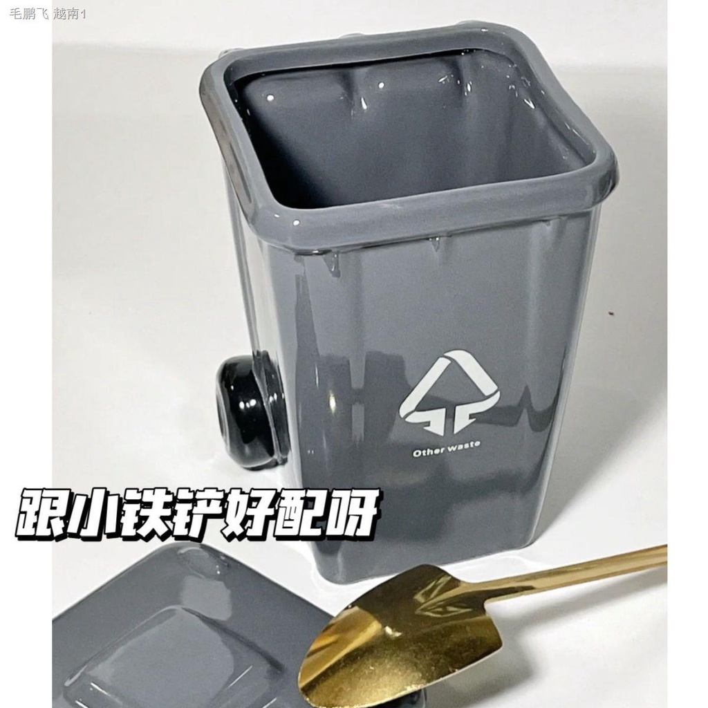 Cốc Sứ Uống Nước Hình Thùng Rác Phong Cách Tối Giản Hiện Đại