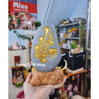 Đá khắc chữ "Nhẫn" thư pháp để bàn