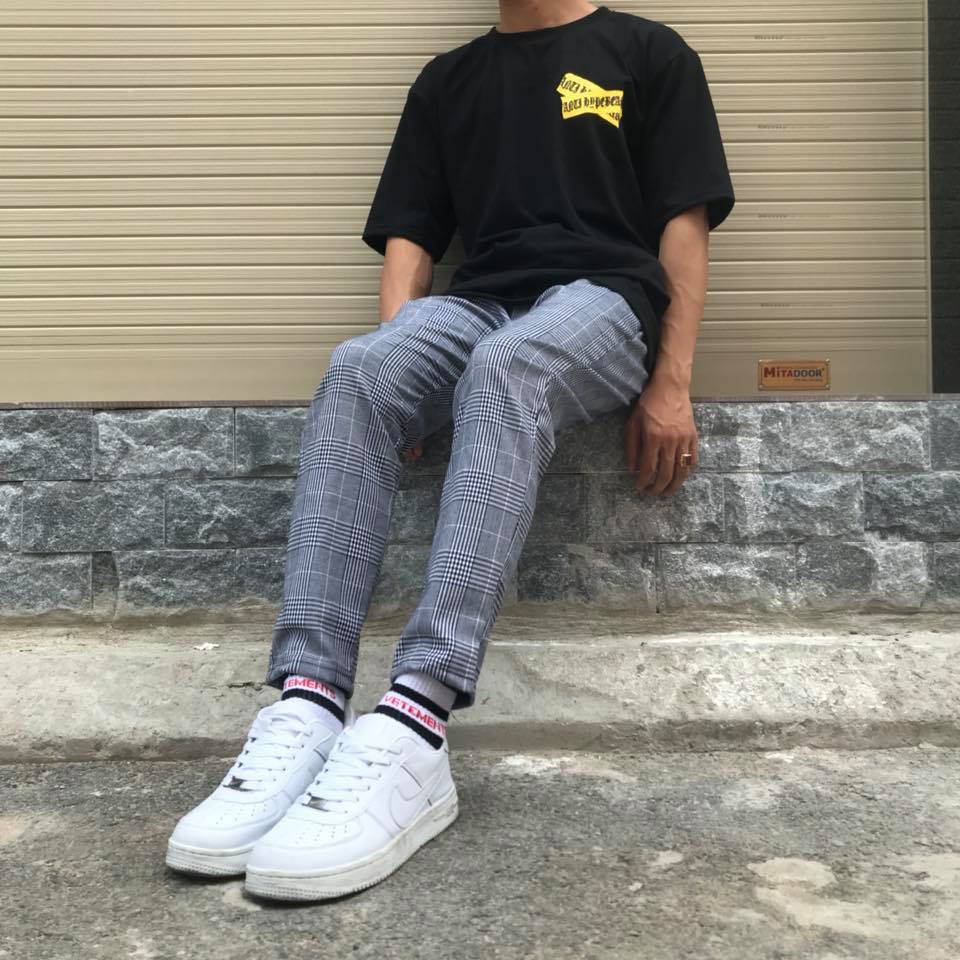 Quần baggy caro YAYSHOP vải kate mềm mịn năng động unisex hình thật