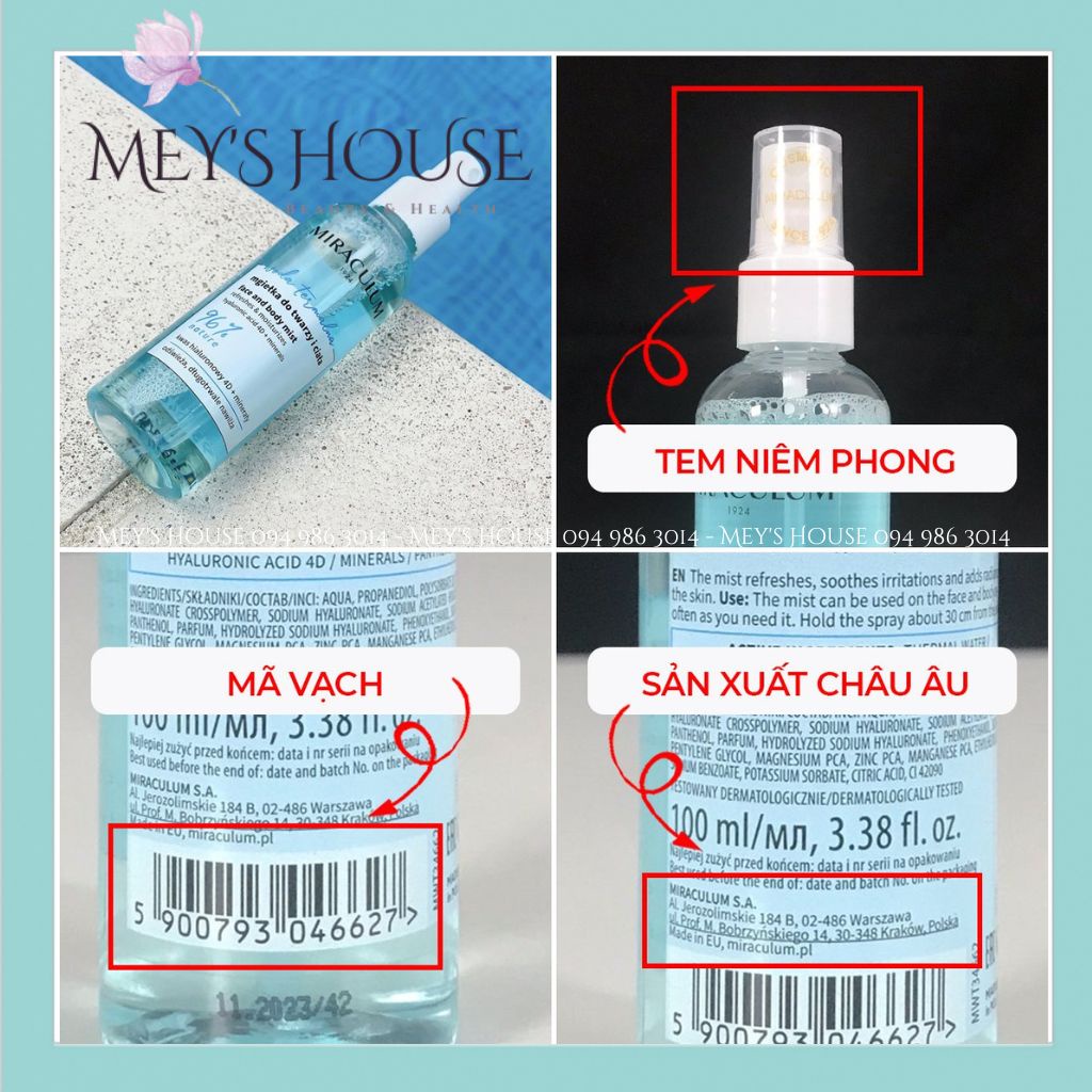 Toner Miraculum Thermal Water Face & Body Mist Dưỡng Ẩm Giúp Cân Bằng Da 200ml