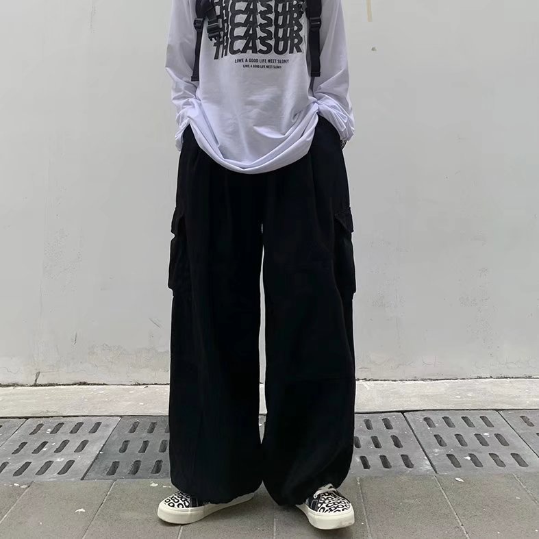 Quần dài ống rộng phong cách hip hop nhật bản thời trang xuân thu cho nam