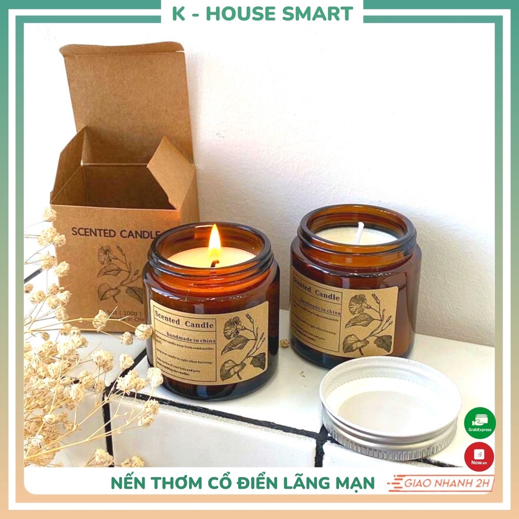 Nến thơm phòng tinh dầu không khói đẹp, nến thơm sáp đậu nành scented candle K-House Smart