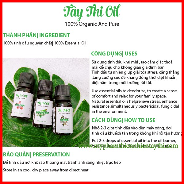 Tinh Dầu Nguyên Chất Lọ 10ml Các Loại/ Tây Thi Oil