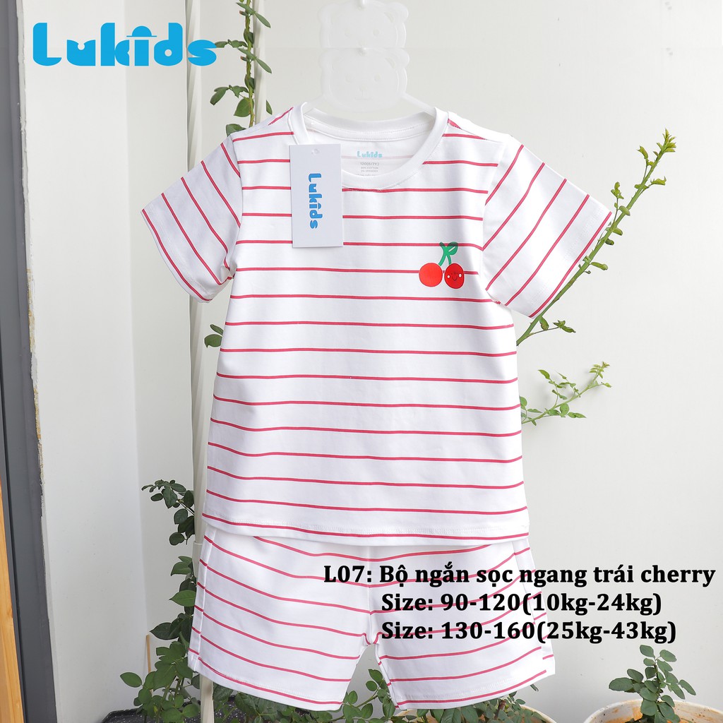 Bộ ngắn bé gái Lukids, vải cotton 100% co giãn 4 chiều, L07