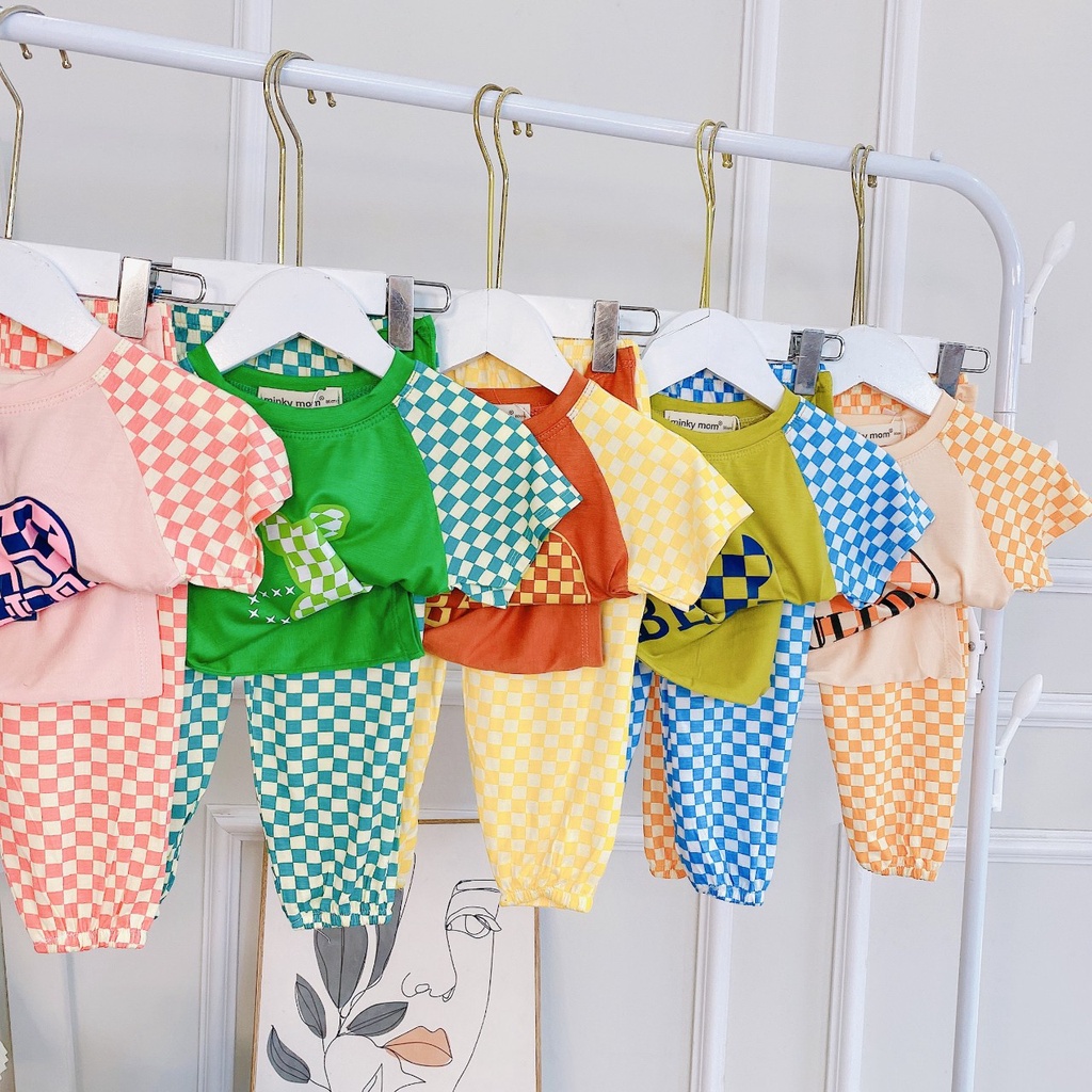 Bộ Ngắn Tay Quần Dài Cho Bé Trai Bé Gái Minky Mom Vải Thun Lạnh Form Alibaba Đáng Yêu, Bộ Mặc Nhà Cho Bé - ALICARO1