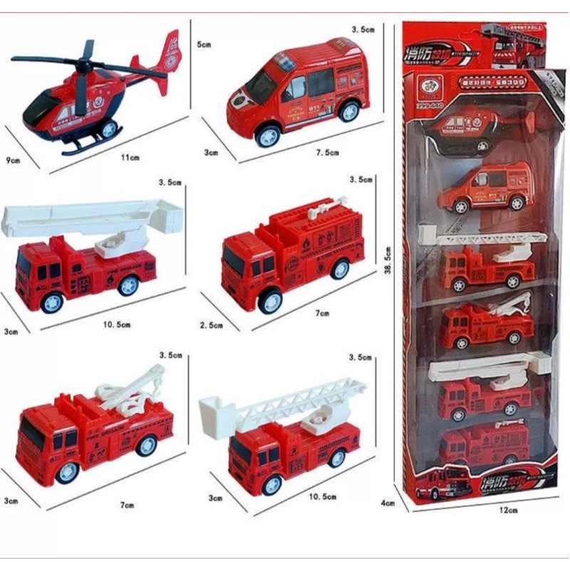 Bộ 6 xe oto máy bay trực thăng chạy cót cho bé