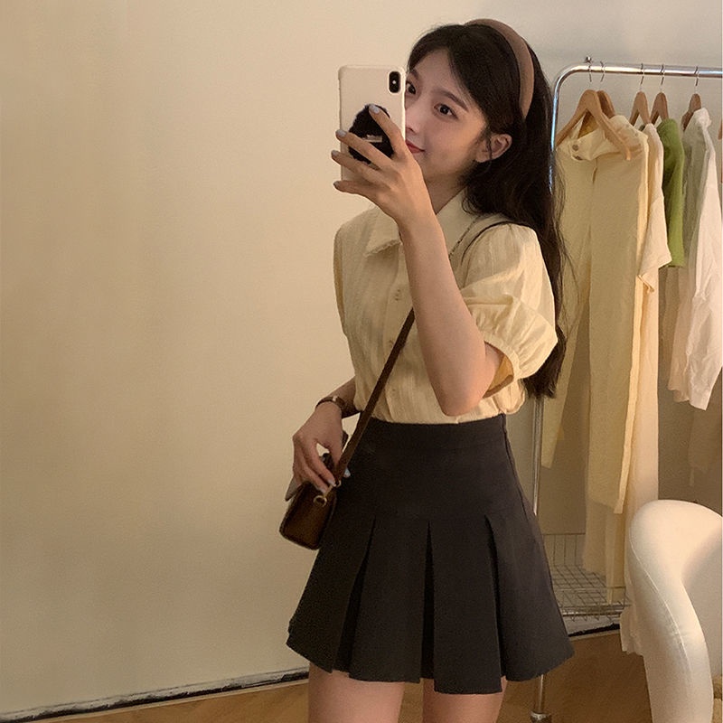 Áo Sơ Mi Tay Ngắn Cổ Búp Bê Phong Cách Hàn Quốc Thời Trang Mùa Hè Xinh Xắn Cho Nữ