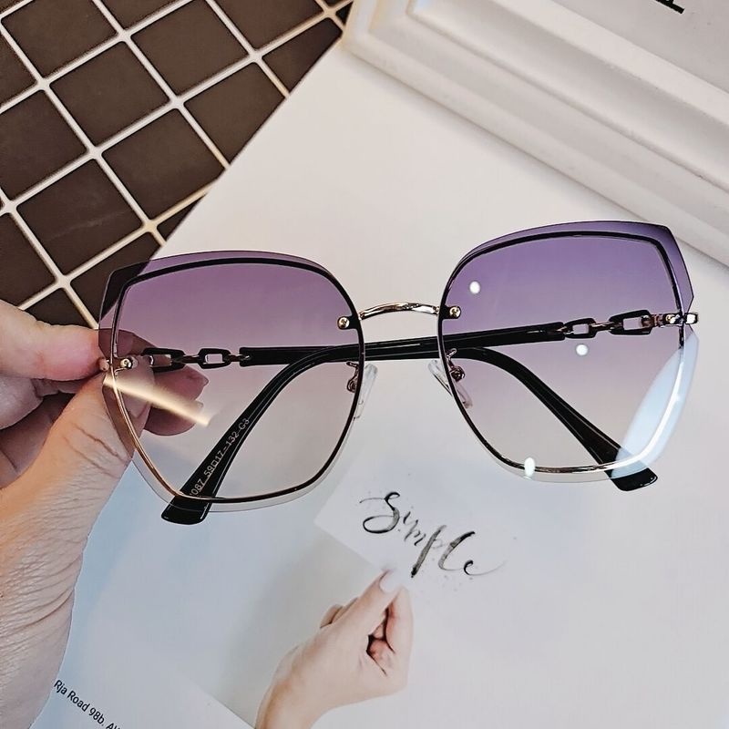 Kính Mát Gọng Kim Loại Tròng Phân Cực Gọng Kim Loại Thời Trang Retro Cho Nữ