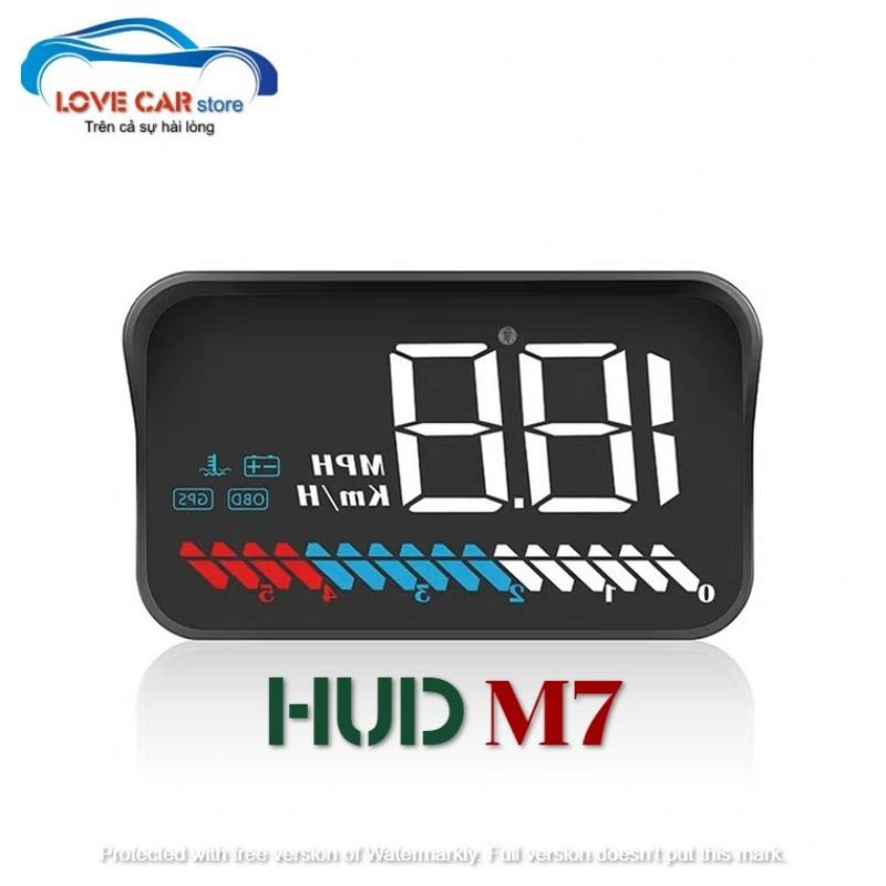 HUD M7 hiển thị tốc độ ô tô xe hơi và cảnh báo tốc độ màn hình hắt kính kết nối OBD2 + USB GPS