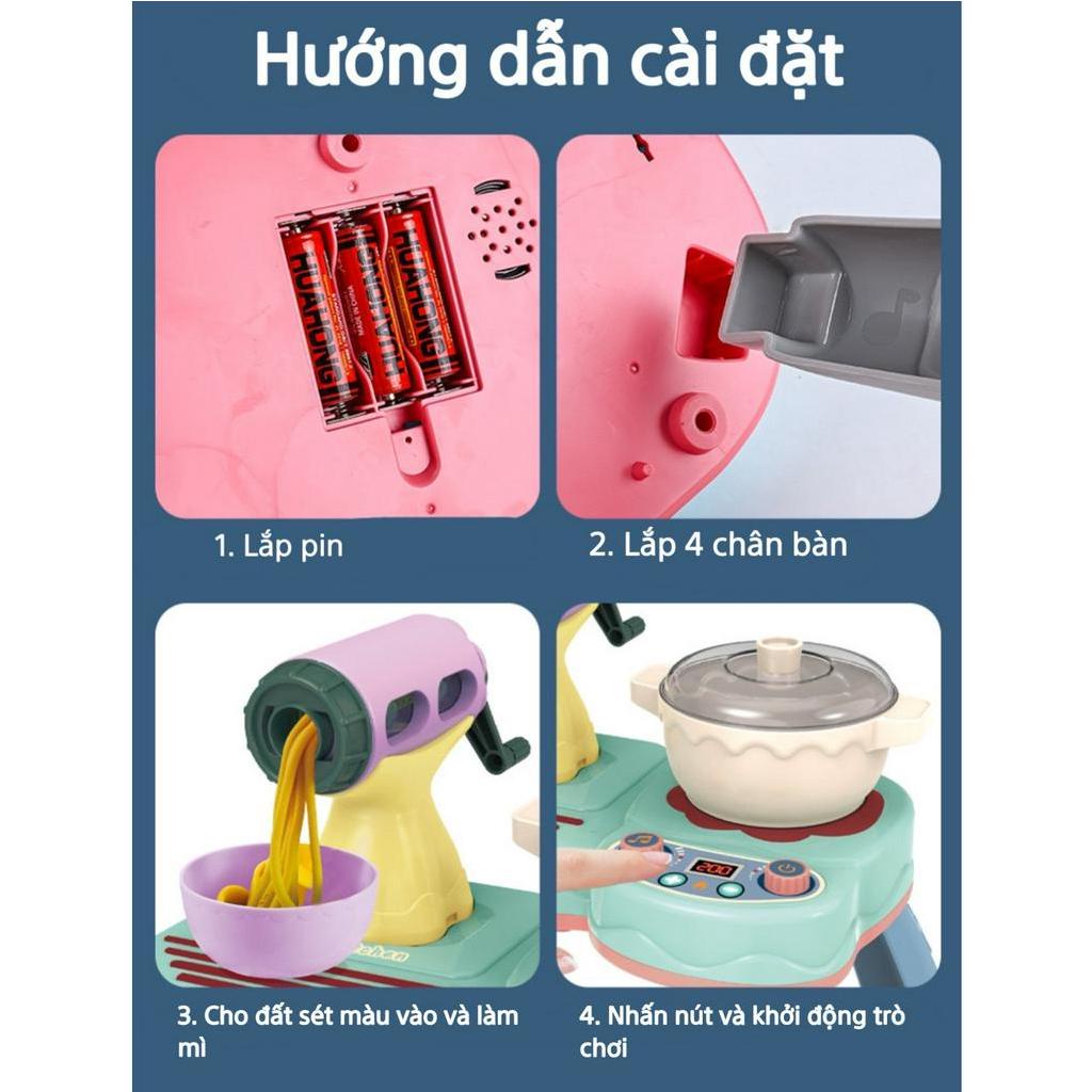 Đồ chơi đất nặn kèm bộ Bếp làm mì 18 chi tiết tặng 5 hủ màu, đồ chơi đất sét nấu ăn, thegioidochoi1104