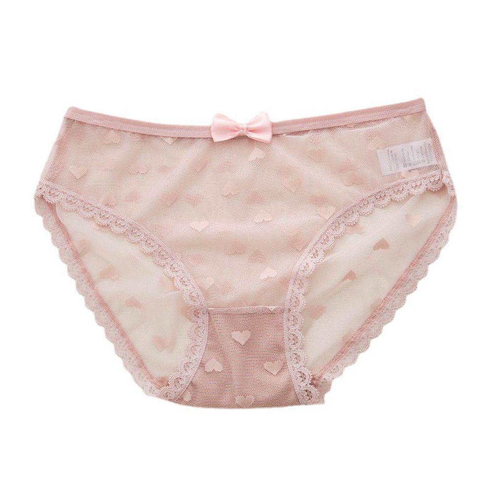 Quần Lót Cotton Phối Ren Thoáng Khí In Họa Tiết Trái Tim Phong Cách Hàn Quốc Quyến Rũ Cho Nữ