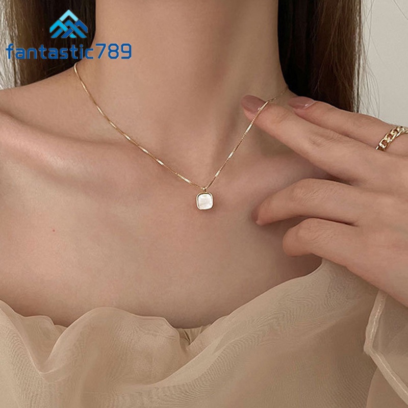 Vòng cổ Xi Mạ Vàng 14K Mặt Vỏ Sò Hình Vuông 789