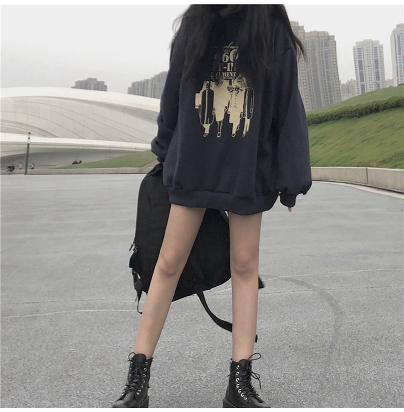 Áo hoodie tay dài dáng rộng phong cách Hàn Quốc thời trang thu đông cho nữ