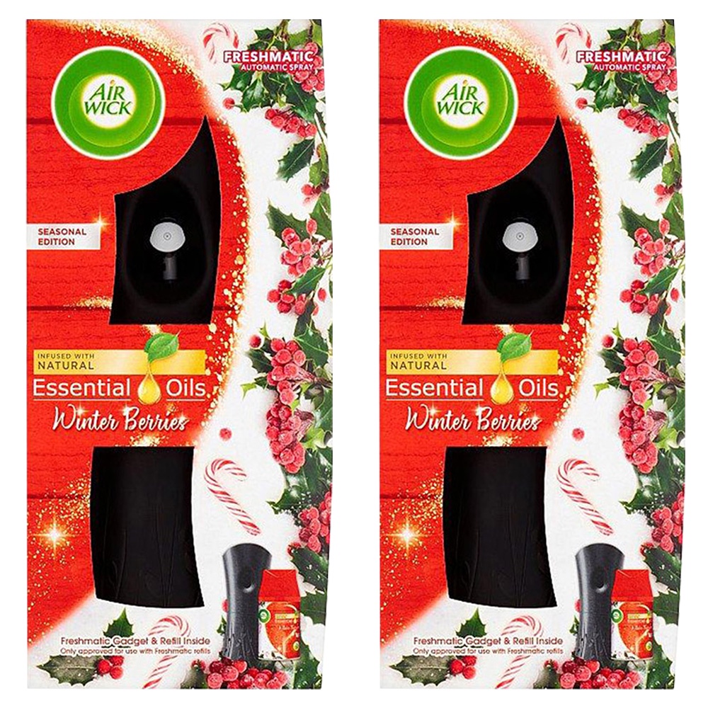Combo 2 bộ phun tinh dầu tự động Air Wick Winter Berries 250ml - hương quả ngọt, xịt phòng tự động, khử mùi