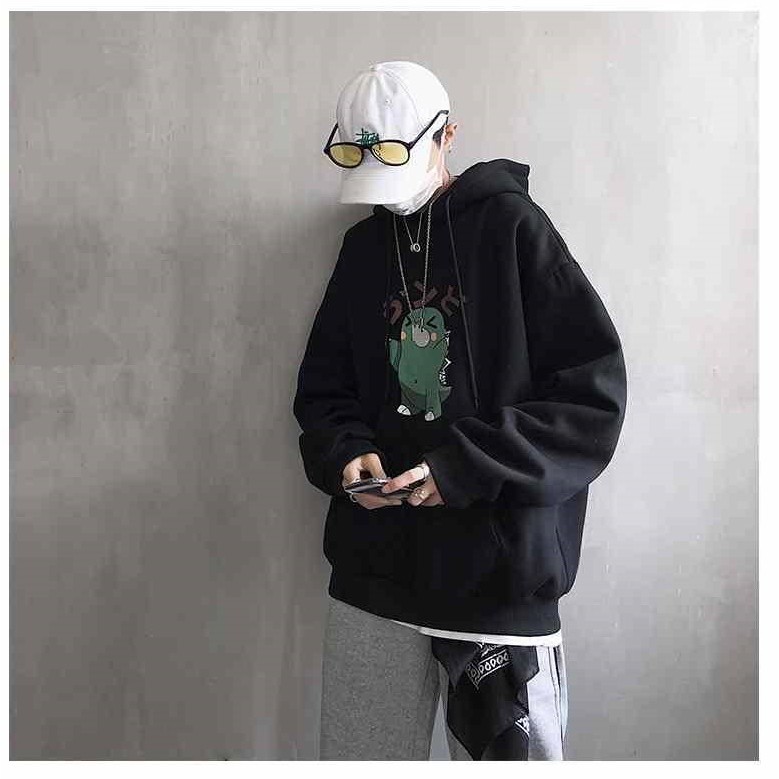 ÁO HOODIE NAM KHỦNG LONG 2 MÀU ĐEN XÁM | BigBuy360 - bigbuy360.vn