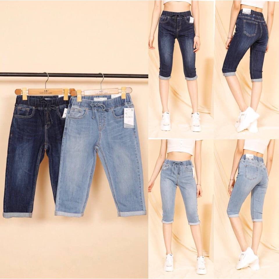 Quần jeans lửng cạp chun C**T Jeans