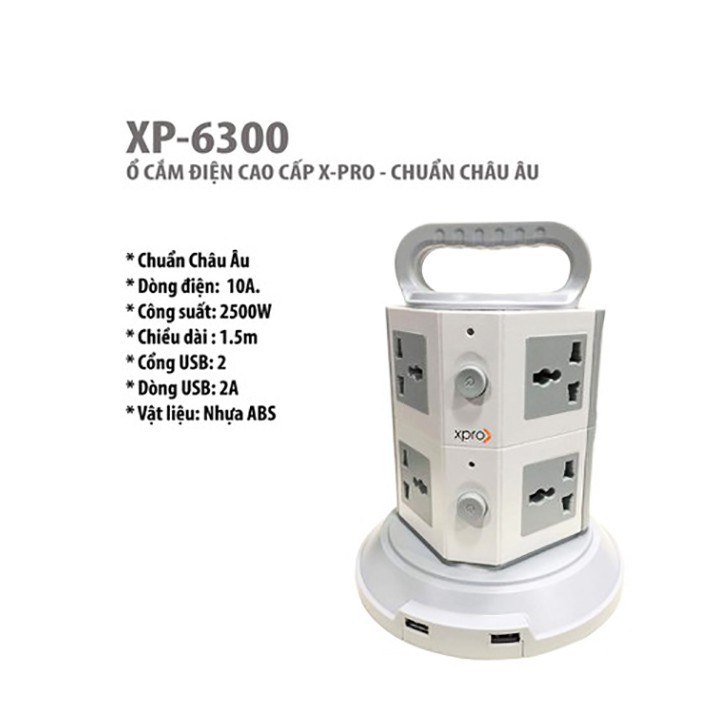 Ổ Cắm Điện Đứng 2 Tầng XPRO-6300 India Đa Năng |shopee. Vn\Shopdenledz