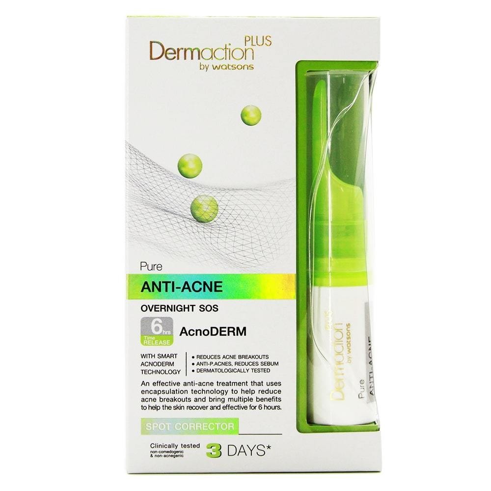 Gel Giảm Mụn Dermaction Plus By Watsons Pure Anti-Acne Overnight Sos Acnoderm Spot Corrector 10ml
