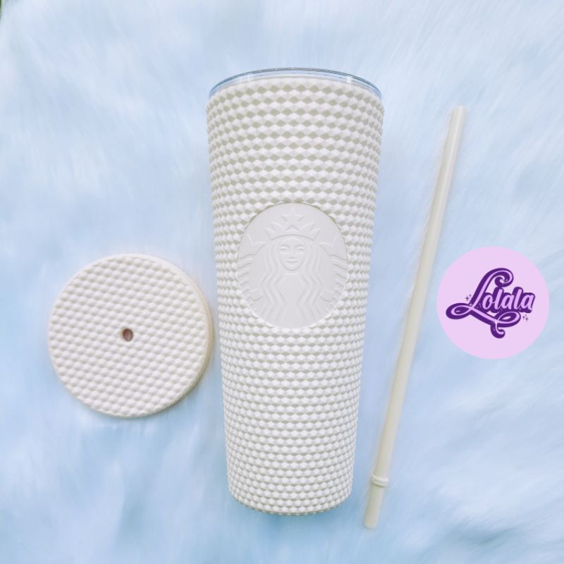Ly Starbucks Matte White Studded China 24oz 710ml