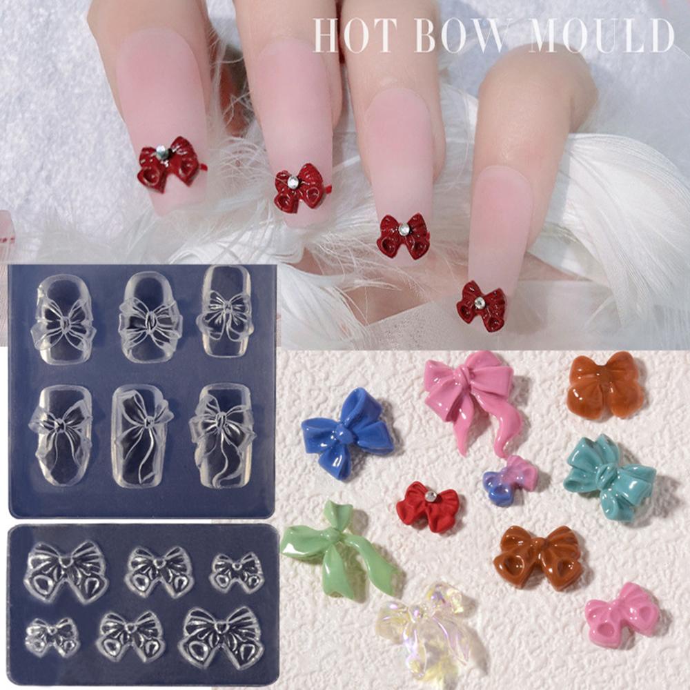 Khuôn Silicone Trong Suốt Hình Nơ 3D Dùng Trang Trí Móng Nghệ Thuật DIY