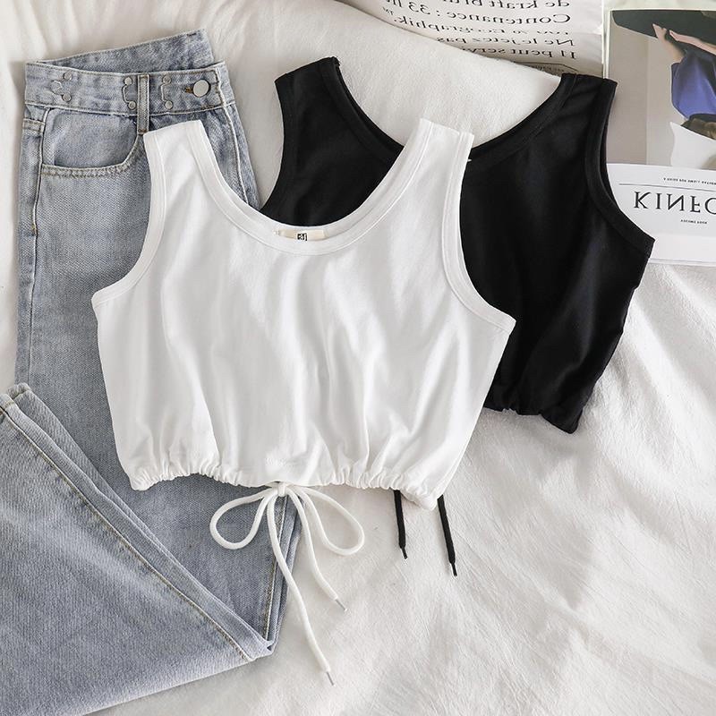 Áo ba lỗ croptop có nút thắt ở giữa sexy cá tính