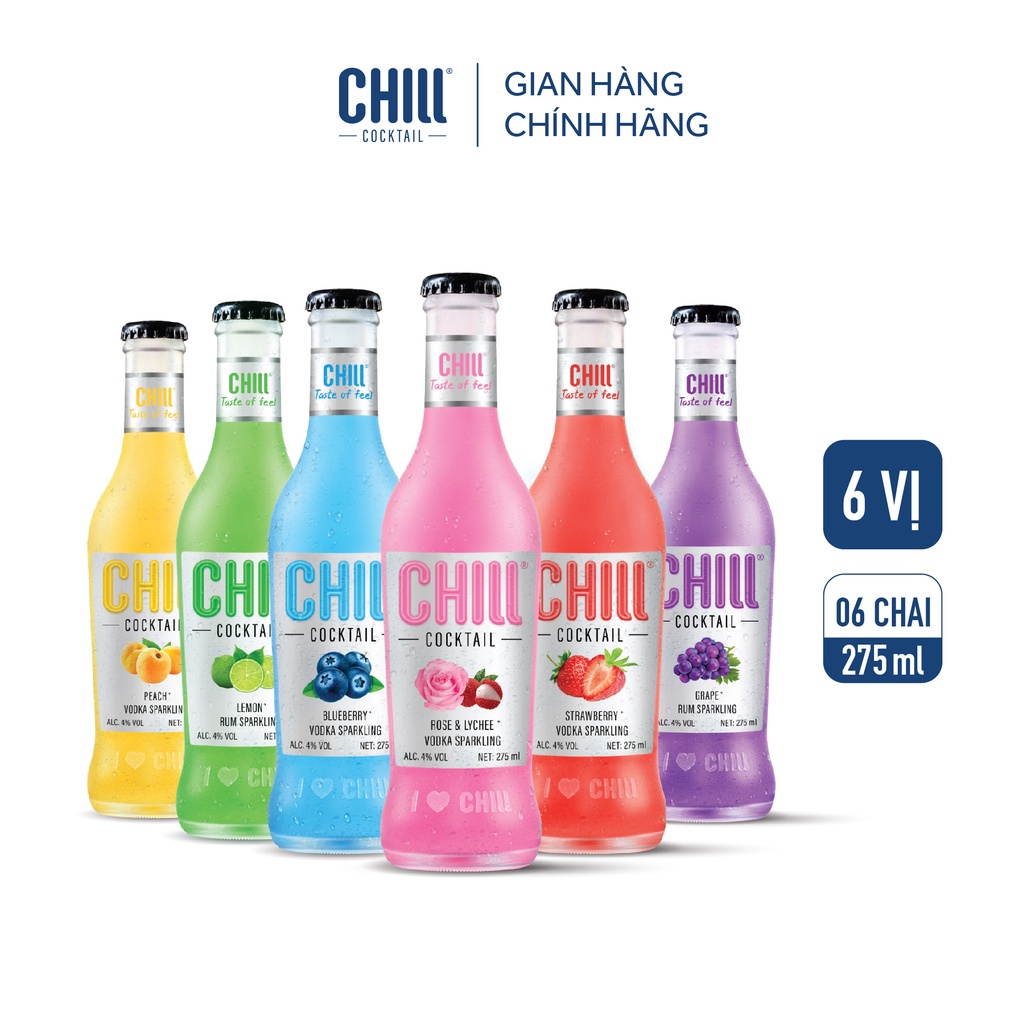Chill Cocktail siêu ngon đủ 6 vị siêu chất - chai 275ml