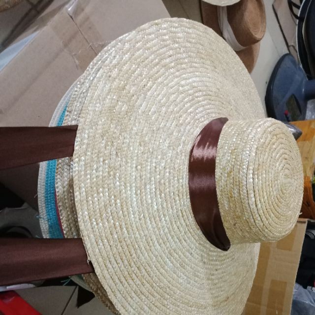 Mũ cói tự nhiên vành rộng dây buộc vintage siêu rộng, siêu độc