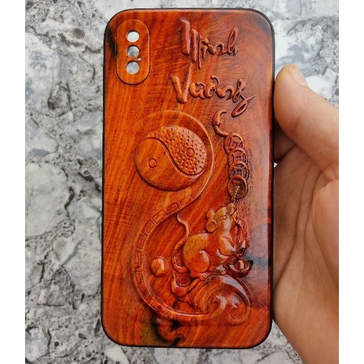 Ốp lưng gỗ, ốp điện thoại gỗ trạm khắc tuổi chuột, ốp Iphone phong thủy