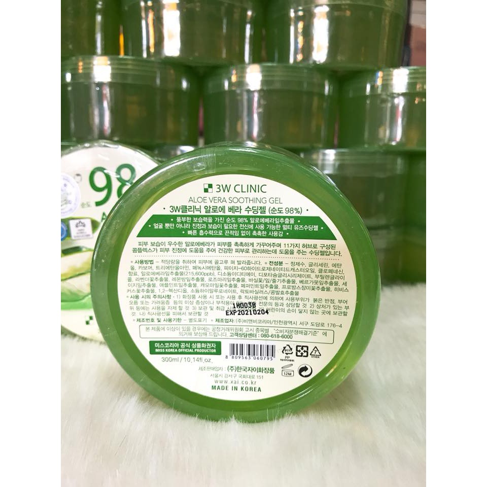 (300ML) GEL NHA ĐAM 3W CLINIC 98% - NATURE REPUBLIC 92% ALOE VERA SOOTHING GEL