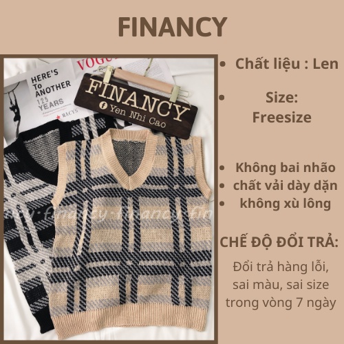 Áo gile len sọc caro  ⚡ MẪU MỚI ⚡ áo len nữ form rộng cơ bản, mix với các loại chân váy cực xinh - L01 | BigBuy360 - bigbuy360.vn