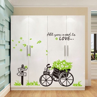 Decal dán tường, Decal trang trí xe đạp xanh xinh xắn
