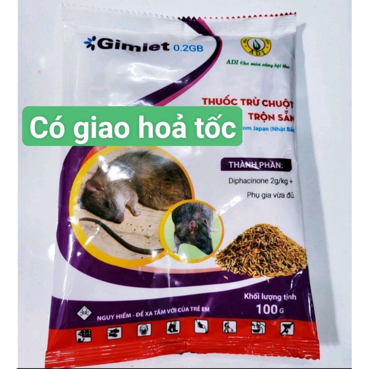 Thuốc Diệt Chuột Trộn Sẵn Gimlet 0.2B gói 100g, Thuốc Chuột Sinh Học Thế hệ Mới Dạng Hạt Thóc