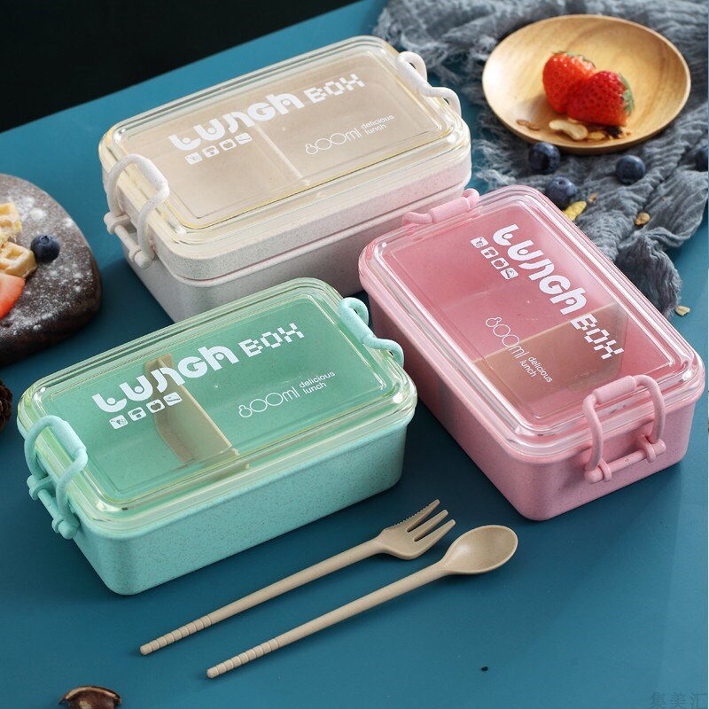 Hộp Cơm Lúa Mạch Lunch Box 800ml Kèm Vách Chia Ngăn