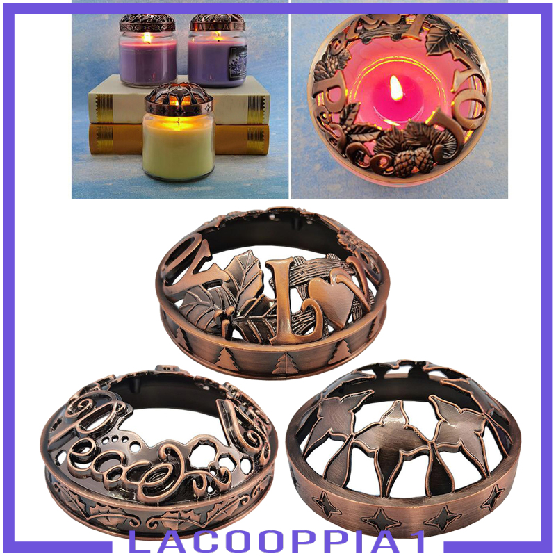 [LACOOPPIA1]3 Pieces Candle in Jar Lid Candle Topper Vintage Style Candle Decorations 86mm