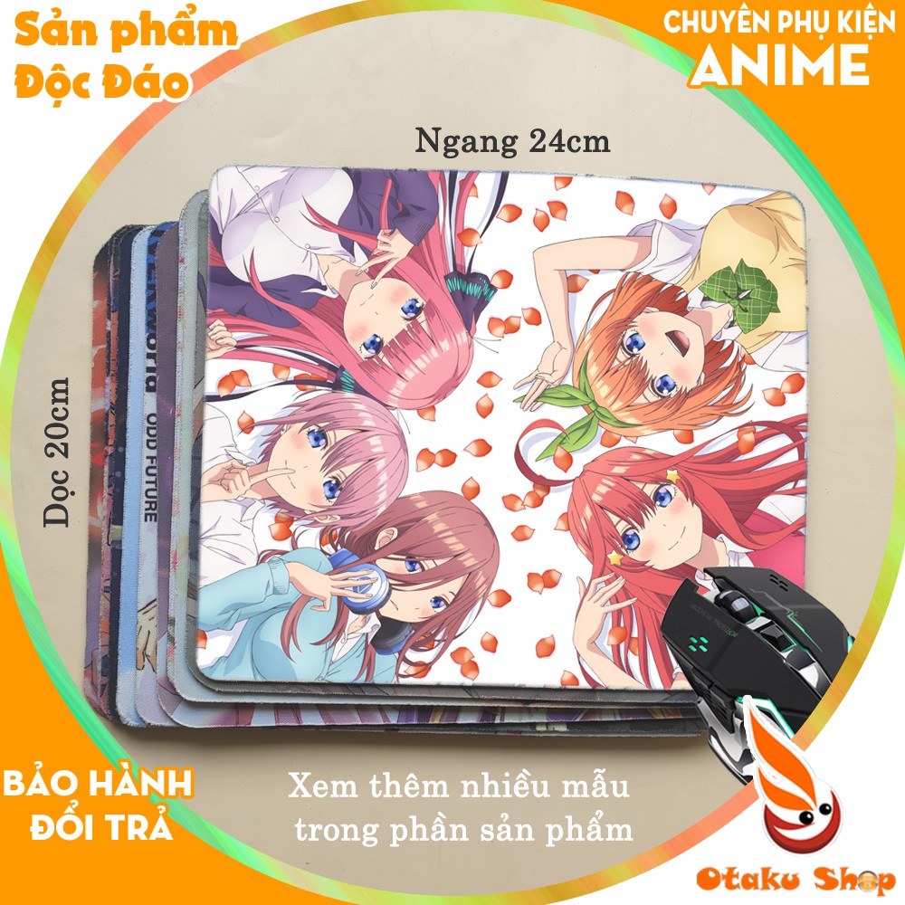 &lt;18 mẫu 2 bộ&gt; Lót chuột máy tính Anime Gotoubun, Love Live cỡ bàn di chuột lớn 20x24cm chất liệu mouse pad cao su