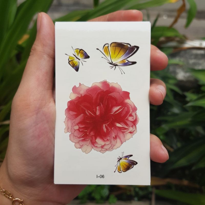 Hình xăm dán tatoo hoa i06. Xăm dán tatoo mini tạm thời, size &lt;10x6cm