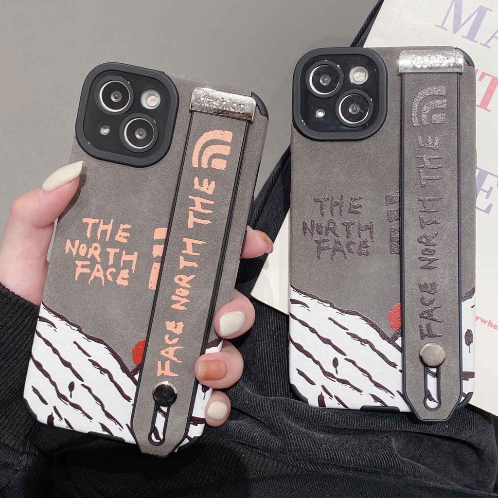 Ốp Điện Thoại Da Lộn In Hình Hoàng Hôn Đỏ Có Dây Đeo Cổ Tay Cho iPhone 14ProMax 13 12Pro 11Promax 7P XS XR