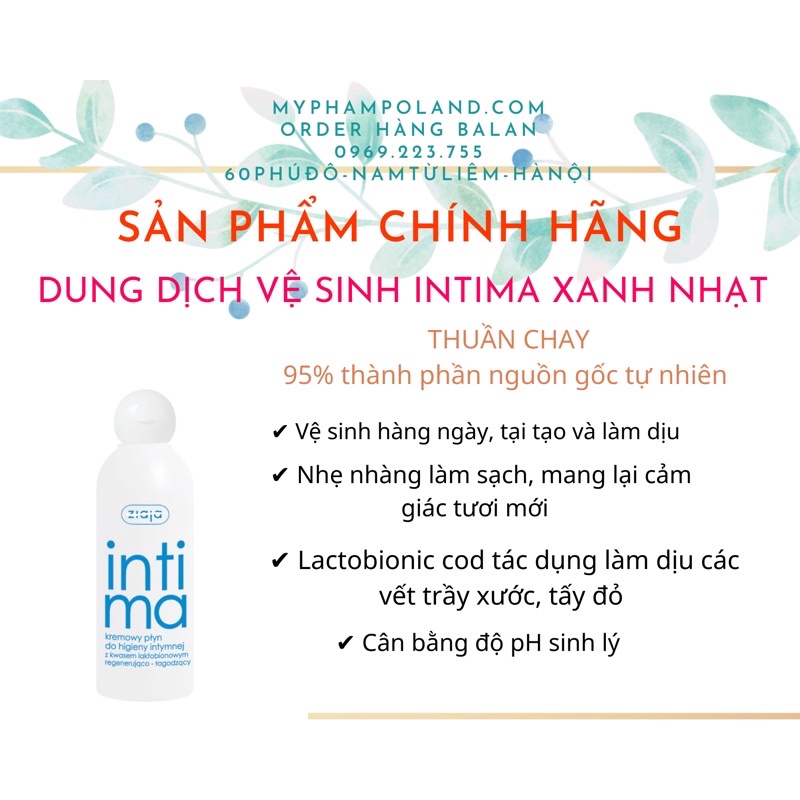 DUNG DỊCH VỆ SINH PHỤ NỮ INTIMA XANH NHẠT