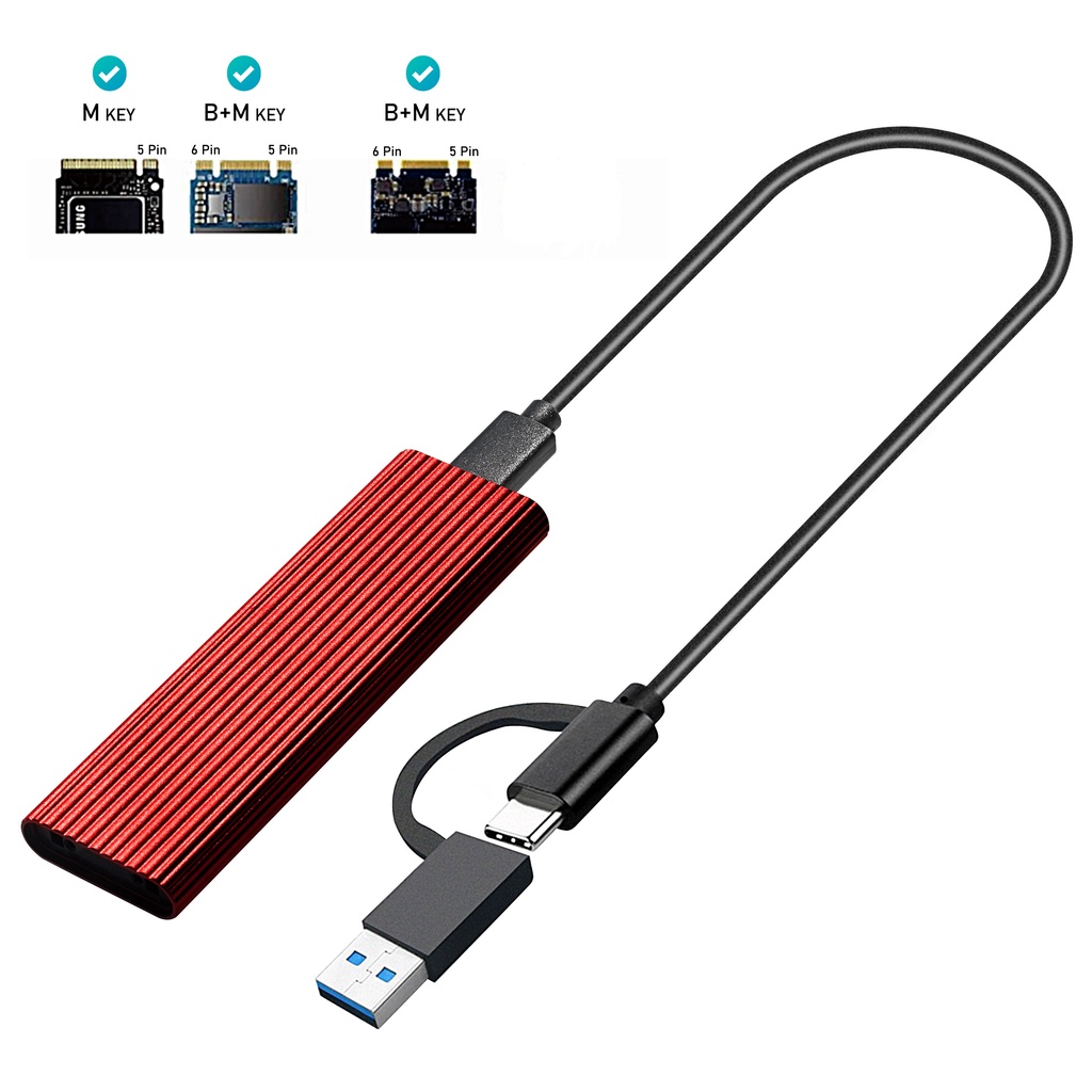 Cáp Chuyển Đổi Dual Protocol M2 NVME/NGFF SATA SSD 10Gbps M.2 NVME SSD Sang USB 3.1 Dành Cho M.2 SSD