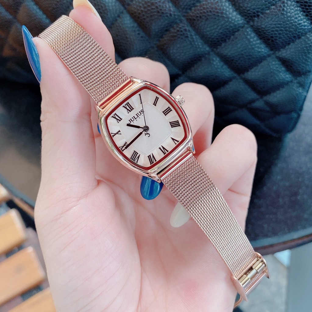 Đồng Hồ Nữ JA-1242B Julius Hàn Quốc Dây Thép (Vàng Hồng )