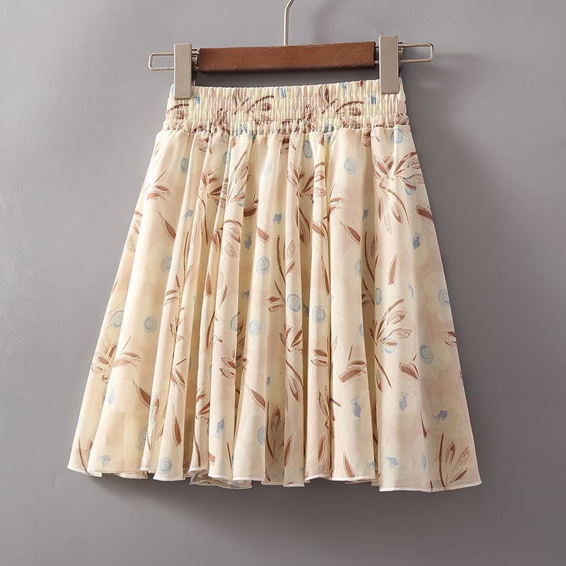 Chân Váy Chữ A Vải Voan Phối Vải Tuyn Lưng Thun In Hoa Kiểu Vintage Thời Trang Mùa Hè Cho Bạn Gái