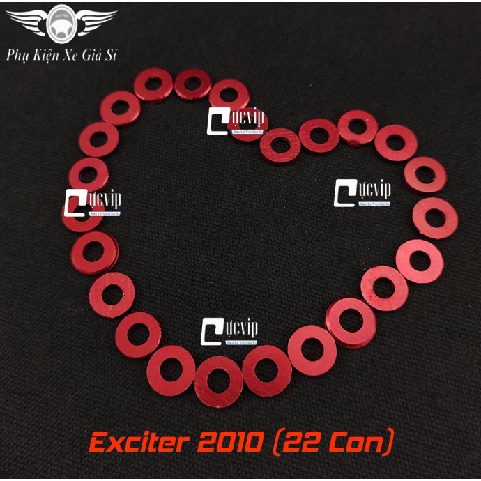 Combo 22 Con Lông Đền Đỏ Nhôm CNC 6Li Gắn Ốc Lốc Máy Xe Exciter 2010 MS5240