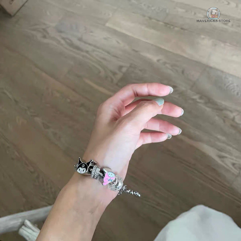 Vòng đeo tay đính đá pha lê hình hoạt hình Melody xinh xắn phong cách Nhật Bản cho nữ