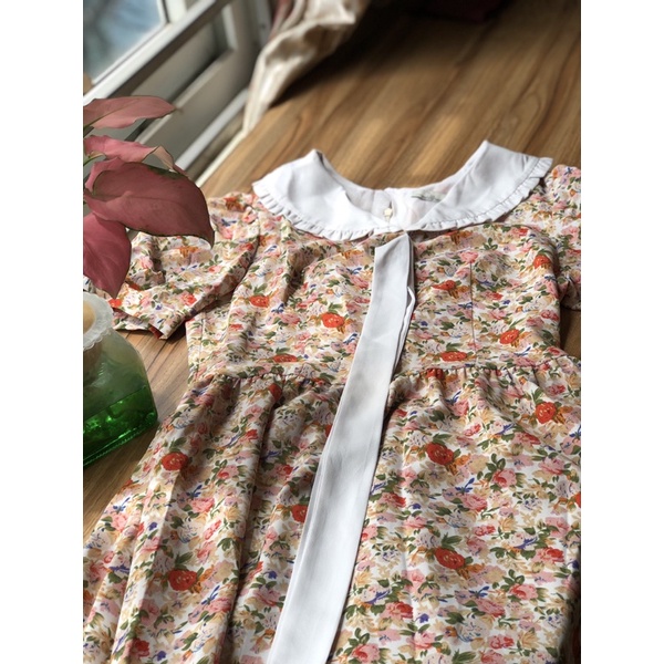 Váy hoa nhí cổ trắng Tiin size M mặc hè thu