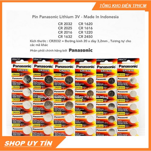 Pin cúc áo Panasonic Vỉ 5 Viên CR2032 / CR2025 / CR2016 / CR1616 Pin 3V Lithium( 1 vỉ 5 viên )Made in Indonesia