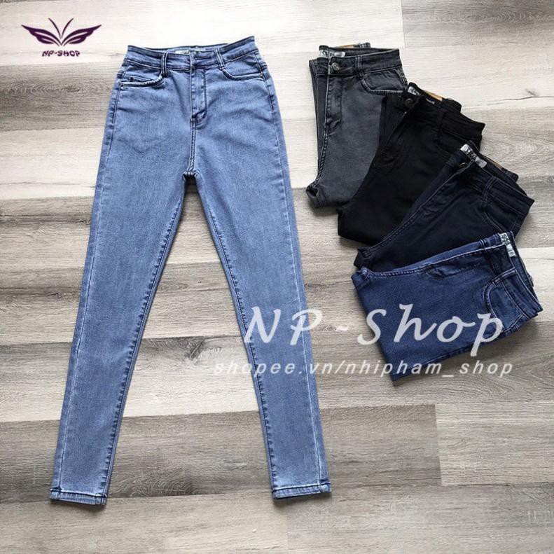 Quần Jean Nữ Lưng Cao Co Giãn Dáng Ôm Có Túi cb