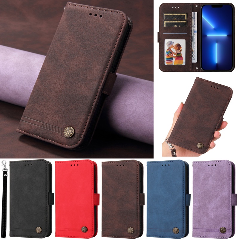 Ốp Điện Thoại Da Pu Mềm Dạng Ví Nắp Lật Hít Nam Châm Có Ngăn Đựng Thẻ Cho iPhone XR XS Max 13 Mini 12 Mini 11 Pro 6s Plus 6 Plus